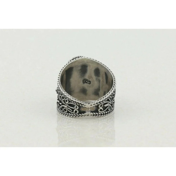 Sterling Silver Lapis Lazuli Ring Bali Style Size 9 1/4 - Picture 7 of 10